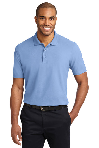 Port Authority K510 Mens Moisture Wicking Short Sleeve Polo Shirt Light Blue Front