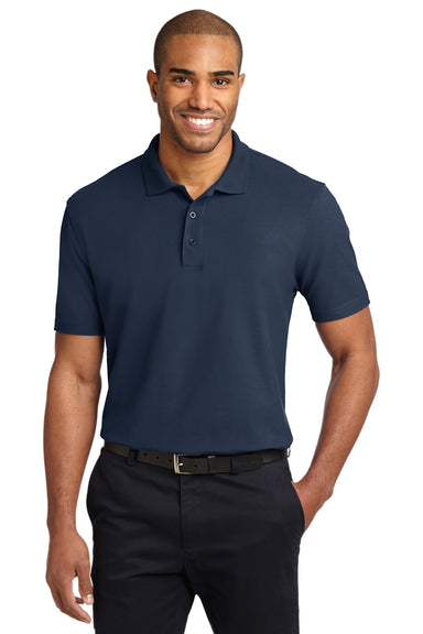 Port Authority K510 Mens Moisture Wicking Short Sleeve Polo Shirt Navy Blue Front