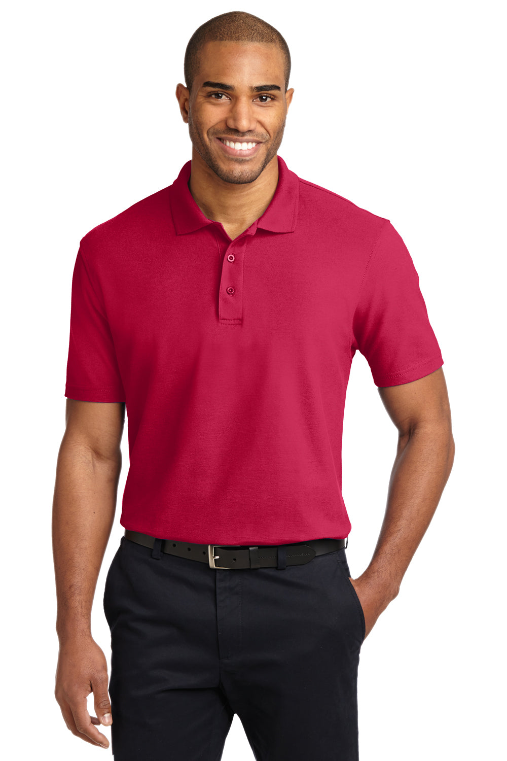 Port Authority K510 Mens Moisture Wicking Short Sleeve Polo Shirt Red Front