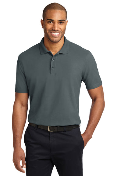 Port Authority K510 Mens Moisture Wicking Short Sleeve Polo Shirt Steel Grey Front