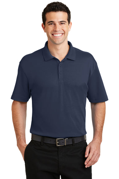 Port Authority K5200 Mens Silk Touch Performance Moisture Wicking Short Sleeve Polo Shirt Navy Blue Front