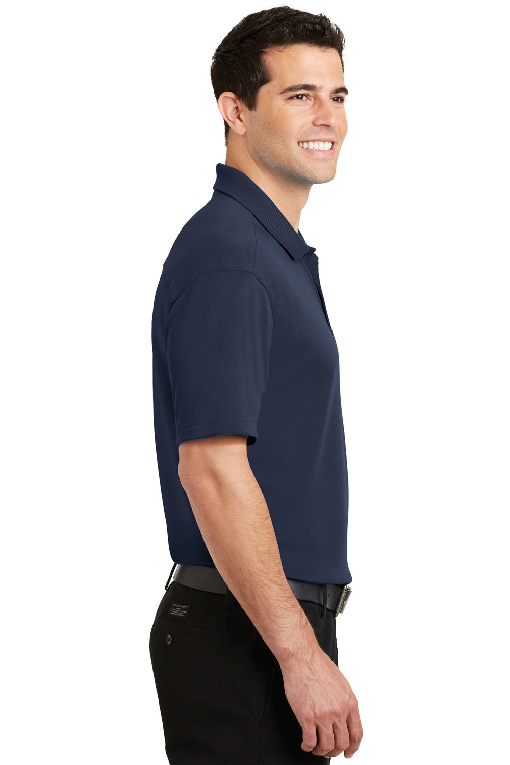 Port Authority K5200 Mens Silk Touch Performance Moisture Wicking Short Sleeve Polo Shirt Navy Blue Side