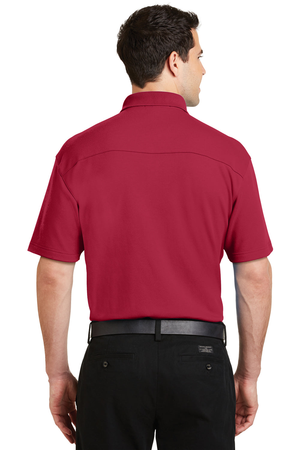 Port Authority K5200 Mens Silk Touch Performance Moisture Wicking Short Sleeve Polo Shirt Red Back
