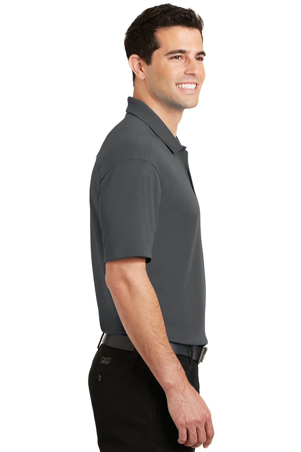 Port Authority K5200 Mens Silk Touch Performance Moisture Wicking Short Sleeve Polo Shirt Sterling Grey Side