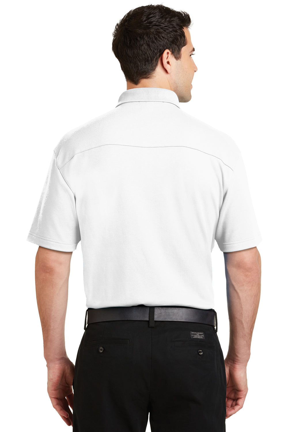 Port Authority K5200 Mens Silk Touch Performance Moisture Wicking Short Sleeve Polo Shirt White Back