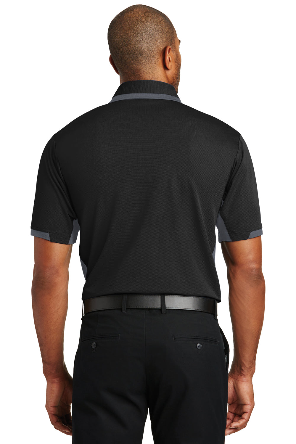 Port Authority K524 Mens Dry Zone Moisture Wicking Short Sleeve Polo Shirt Black/Grey Back