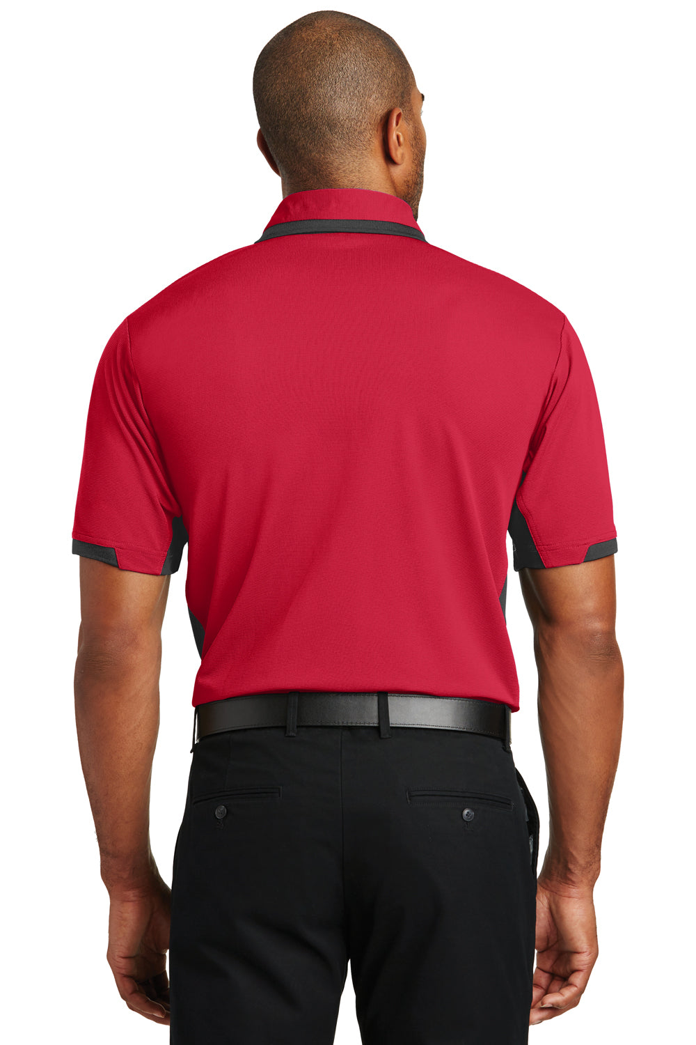 Port Authority K524 Mens Dry Zone Moisture Wicking Short Sleeve Polo Shirt Red/Black Back