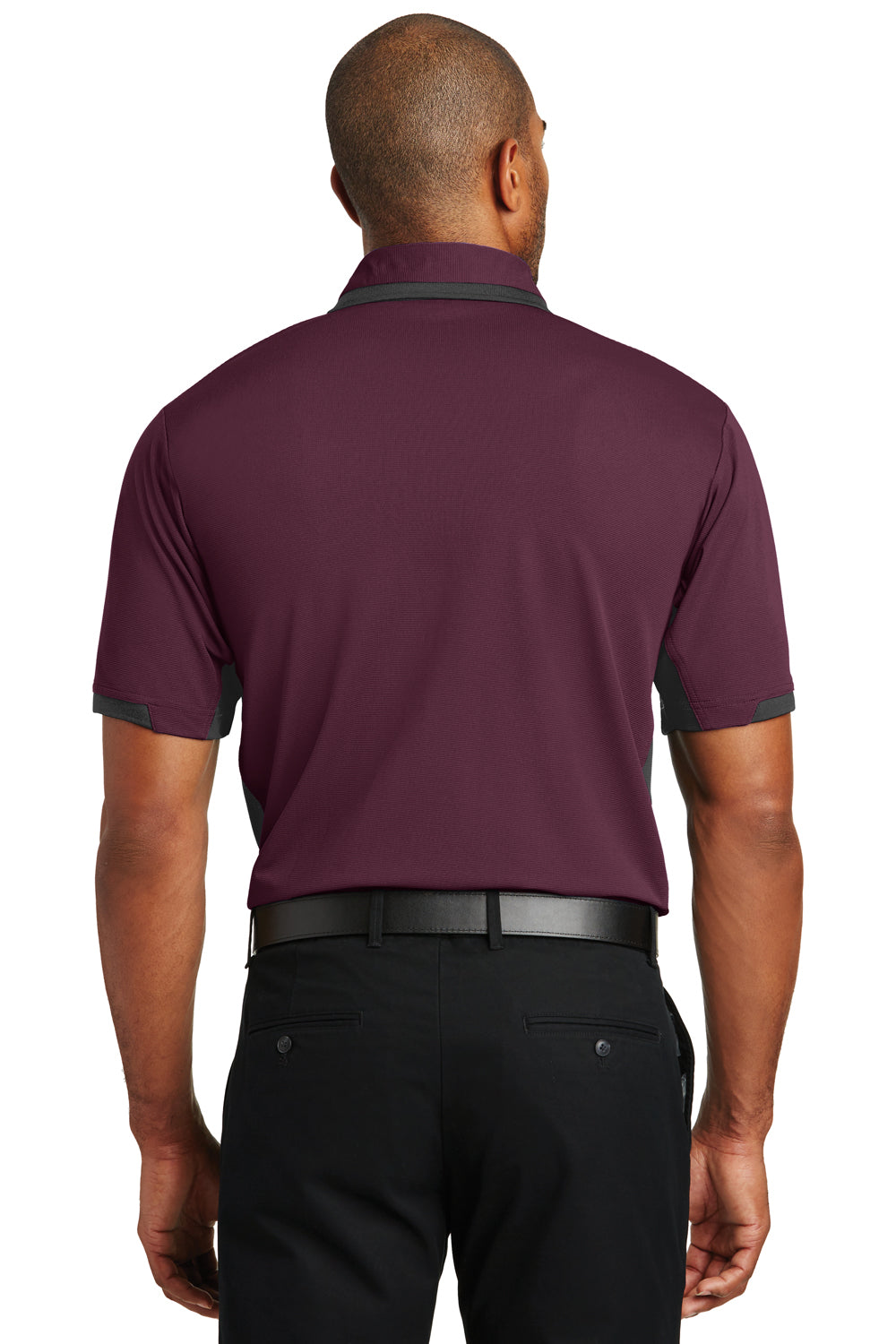 Port Authority K524 Mens Dry Zone Moisture Wicking Short Sleeve Polo Shirt Maroon/Black Back
