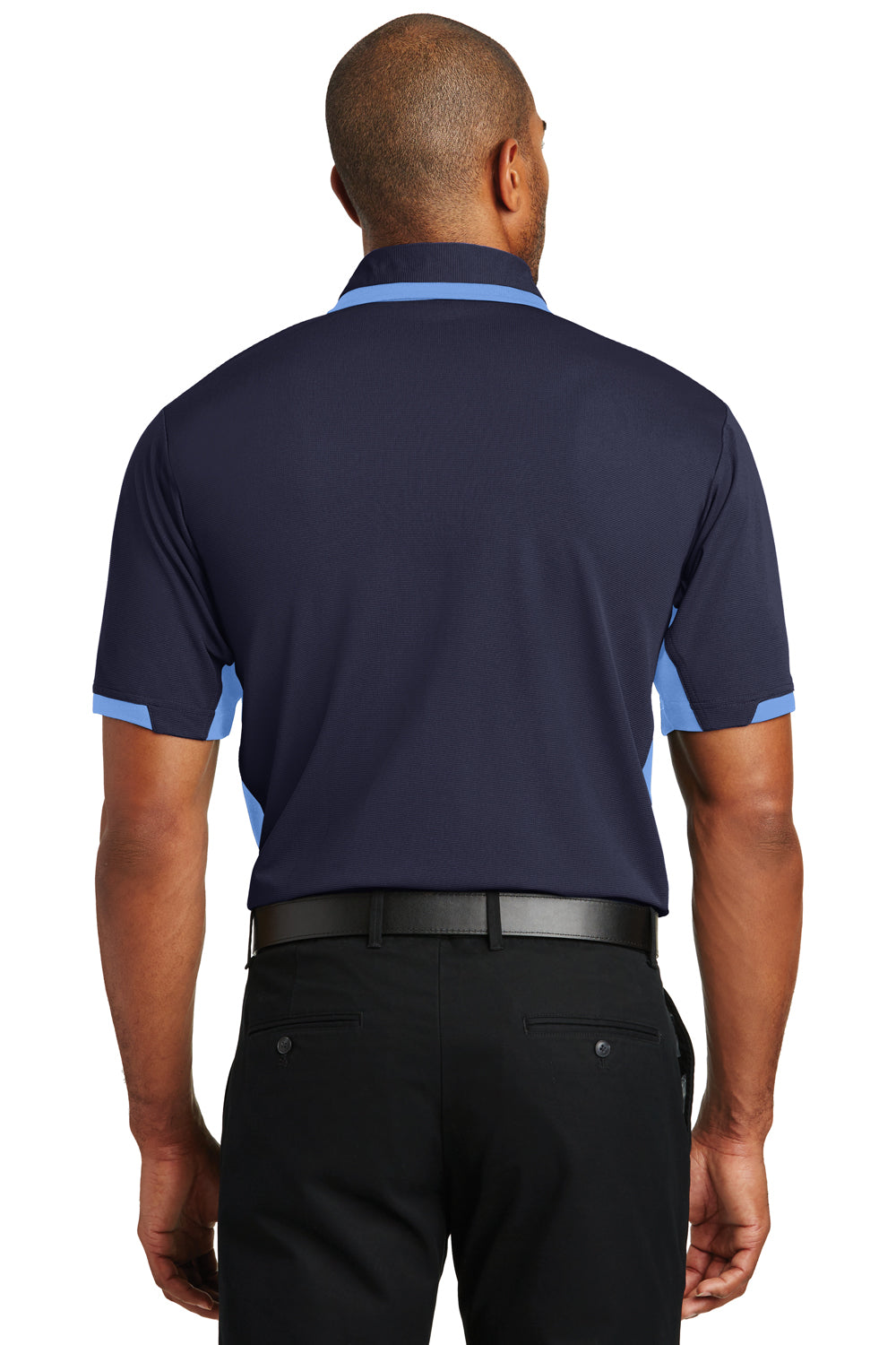 Port Authority K524 Mens Dry Zone Moisture Wicking Short Sleeve Polo Shirt Navy Blue/Lake Blue Back