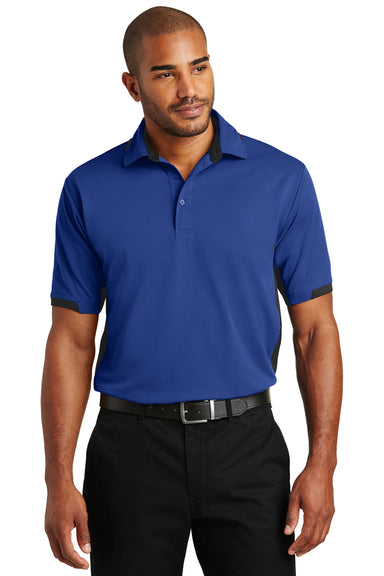 Port Authority K524 Mens Dry Zone Moisture Wicking Short Sleeve Polo Shirt Royal Blue/Black Front
