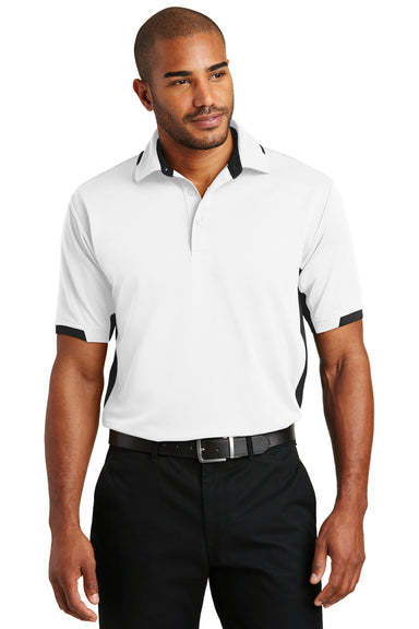 Port Authority K524 Mens Dry Zone Moisture Wicking Short Sleeve Polo Shirt White/Black Front