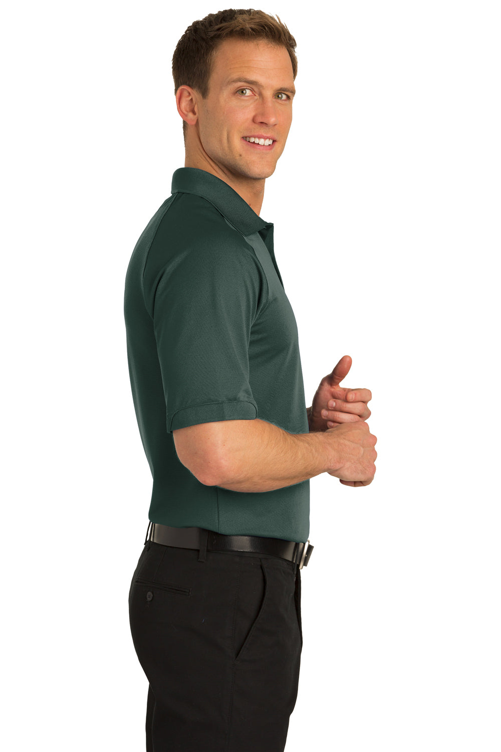 Port Authority K525 Mens Dry Zone Moisture Wicking Short Sleeve Polo Shirt Dark Green Side