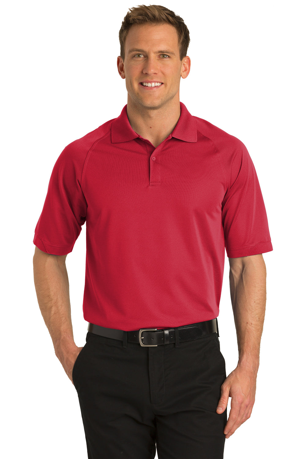 Port Authority K525 Mens Dry Zone Moisture Wicking Short Sleeve Polo Shirt Red Front