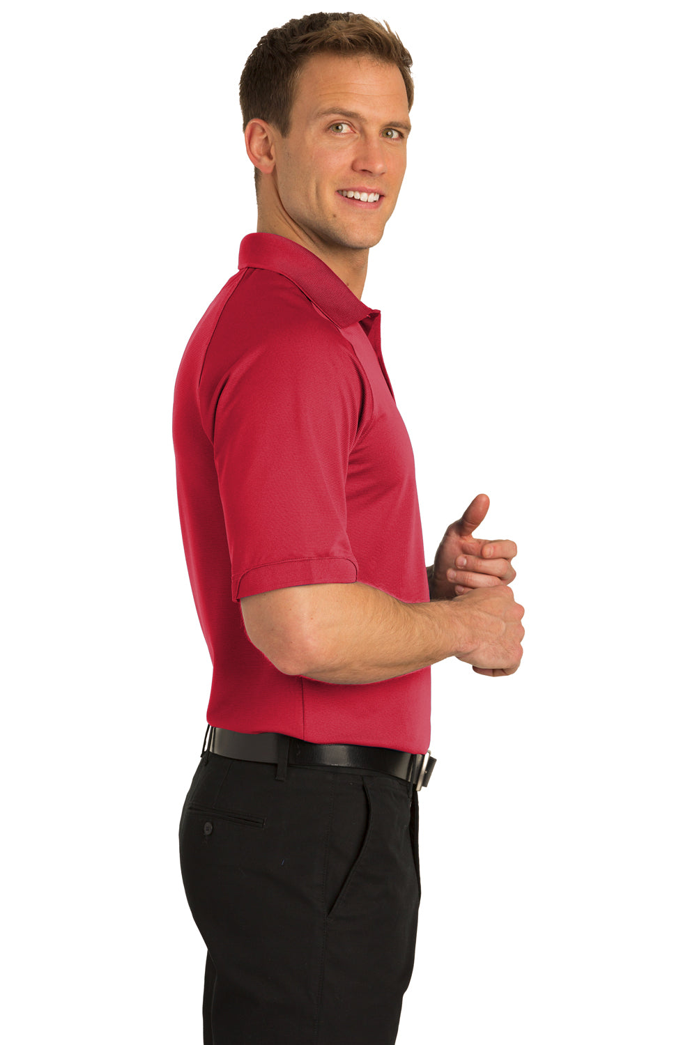 Port Authority K525 Mens Dry Zone Moisture Wicking Short Sleeve Polo Shirt Red Side