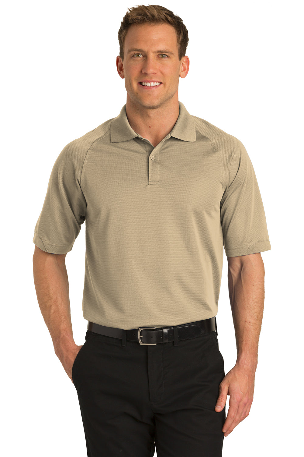 Port Authority K525 Mens Dry Zone Moisture Wicking Short Sleeve Polo Shirt Stone Brown Front