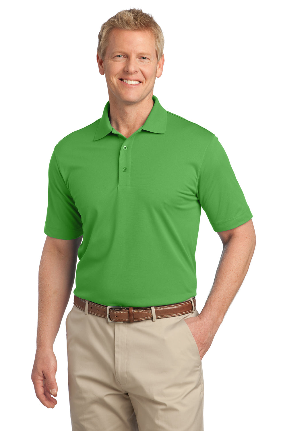Port Authority K527 Mens Tech Moisture Wicking Short Sleeve Polo Shirt Cactus Green Front