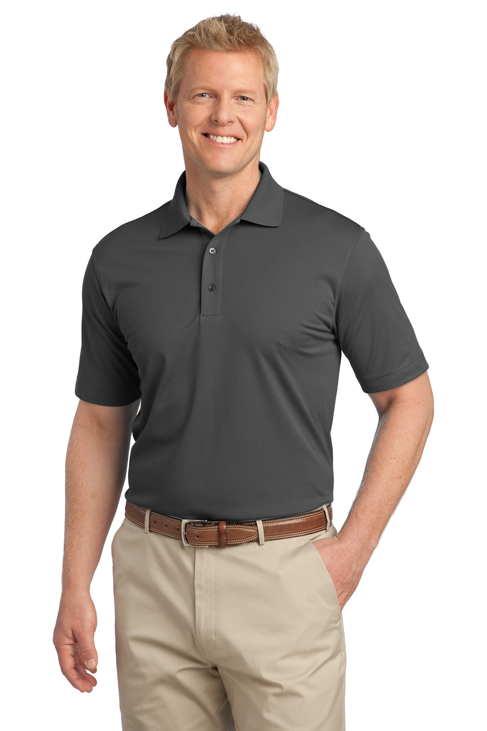 Port Authority K527 Mens Tech Moisture Wicking Short Sleeve Polo Shirt Smoke Grey Front