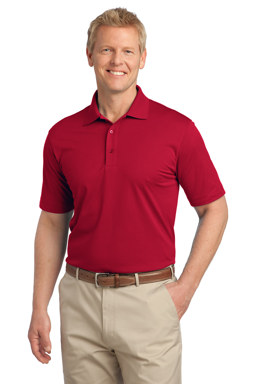Port Authority K527 Mens Tech Moisture Wicking Short Sleeve Polo Shirt Red Front
