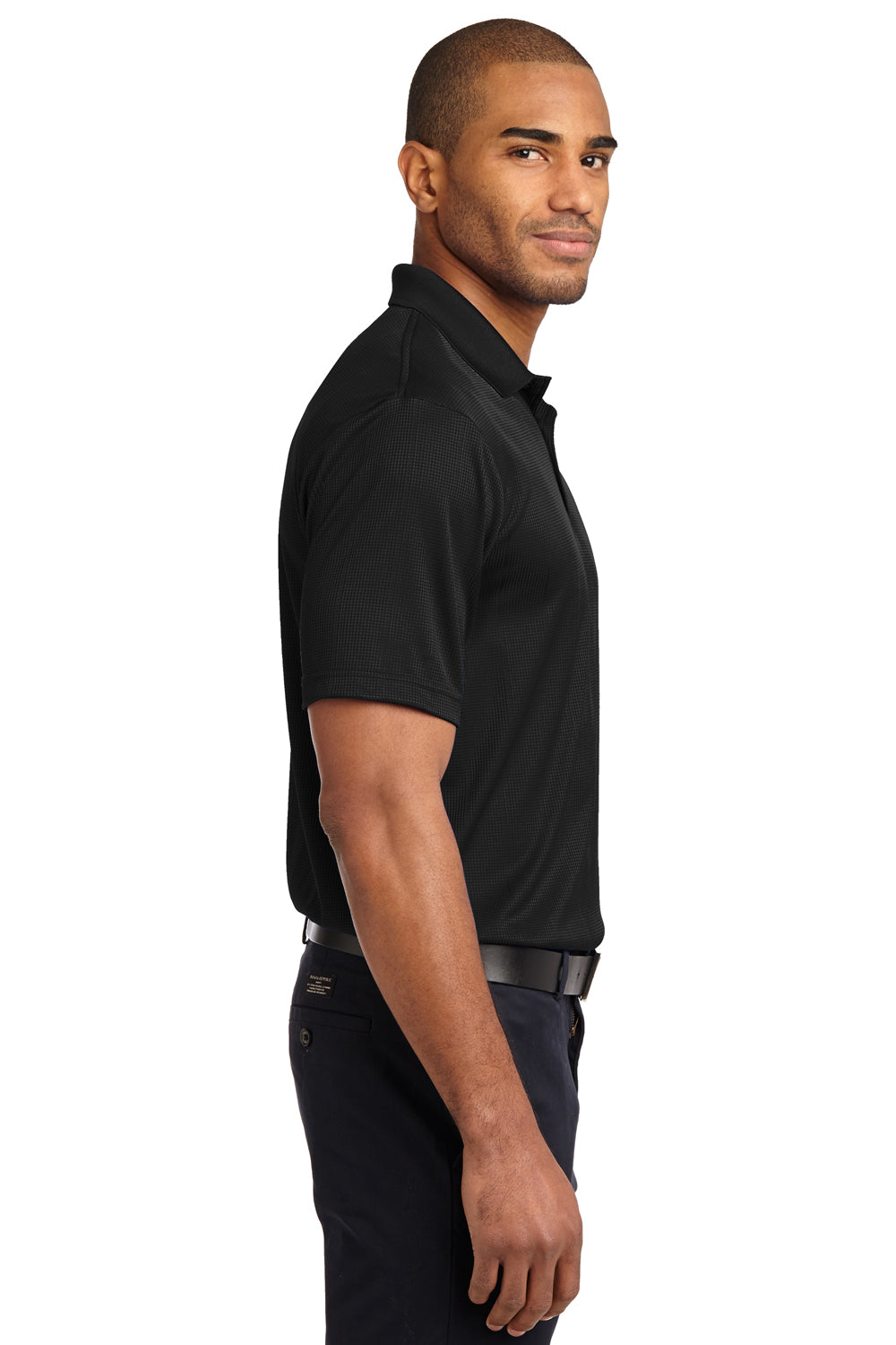 Port Authority K528 Mens Performance Moisture Wicking Short Sleeve Polo Shirt Black Side