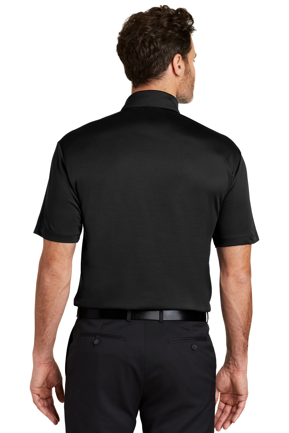 Port Authority K540 Mens Silk Touch Performance Moisture Wicking Short Sleeve Polo Shirt Black Back