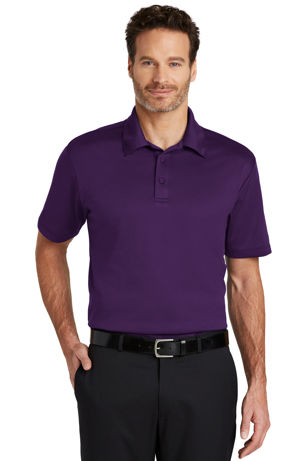 Port Authority K540 Mens Silk Touch Performance Moisture Wicking Short Sleeve Polo Shirt Purple Front