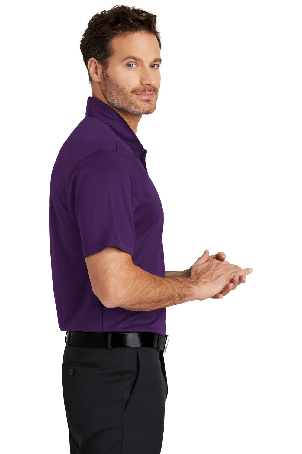 Port Authority K540 Mens Silk Touch Performance Moisture Wicking Short Sleeve Polo Shirt Purple Side