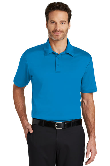 Port Authority K540 Mens Silk Touch Performance Moisture Wicking Short Sleeve Polo Shirt Brilliant Blue Front
