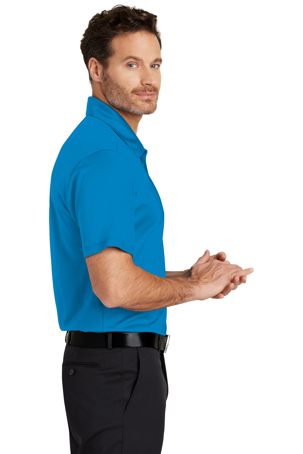 Port Authority K540 Mens Silk Touch Performance Moisture Wicking Short Sleeve Polo Shirt Brilliant Blue Side