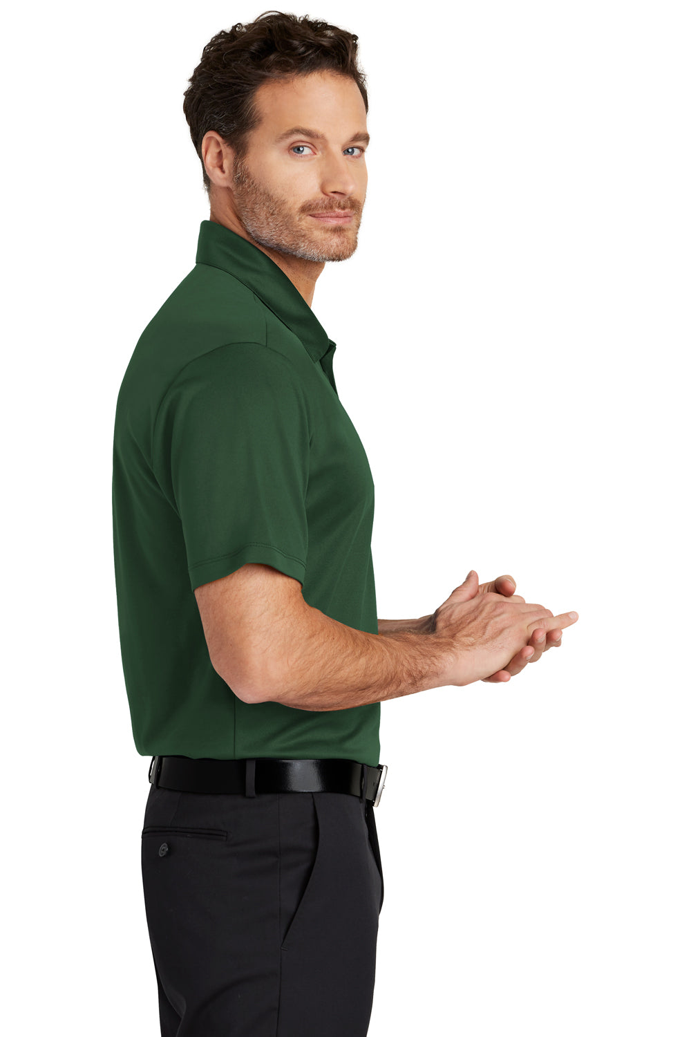Port Authority K540 Mens Silk Touch Performance Moisture Wicking Short Sleeve Polo Shirt Forest Green Side