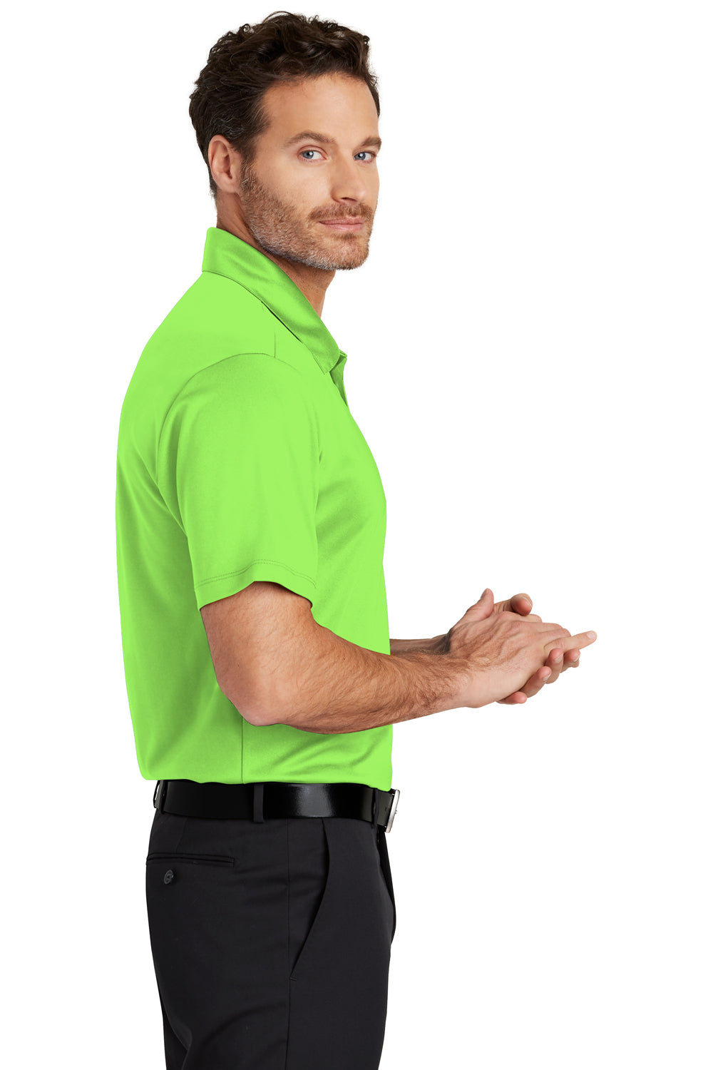 Port Authority K540 Mens Silk Touch Performance Moisture Wicking Short Sleeve Polo Shirt Lime Green Side