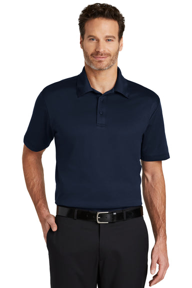 Port Authority K540 Mens Silk Touch Performance Moisture Wicking Short Sleeve Polo Shirt Navy Blue Front