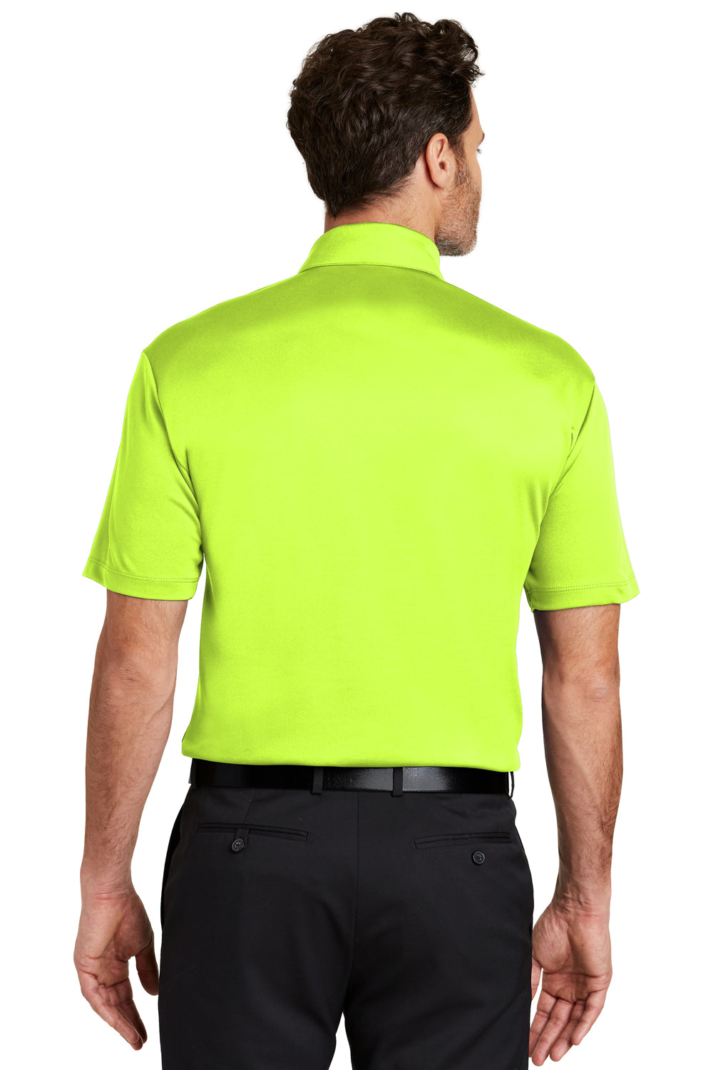 Port Authority K540 Mens Silk Touch Performance Moisture Wicking Short Sleeve Polo Shirt Neon Yellow Back