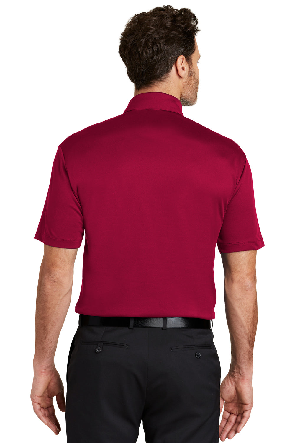Port Authority K540 Mens Silk Touch Performance Moisture Wicking Short Sleeve Polo Shirt Red Back