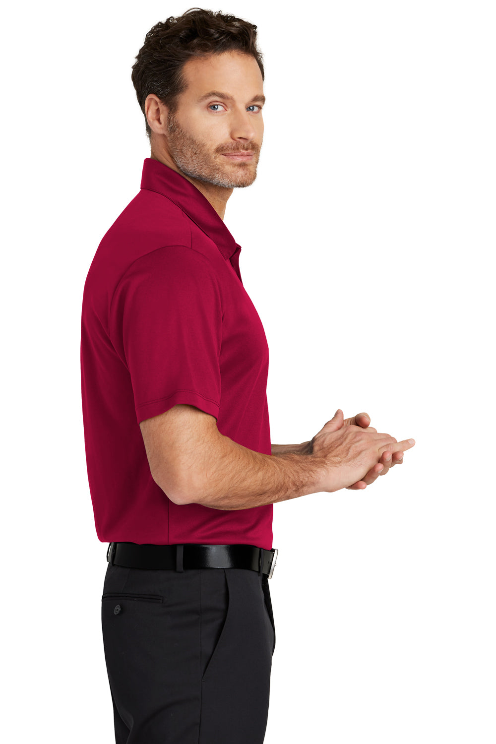 Port Authority K540 Mens Silk Touch Performance Moisture Wicking Short Sleeve Polo Shirt Red Side