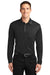 Port Authority K540LS Mens Silk Touch Performance Moisture Wicking Long Sleeve Polo Shirt Black Front
