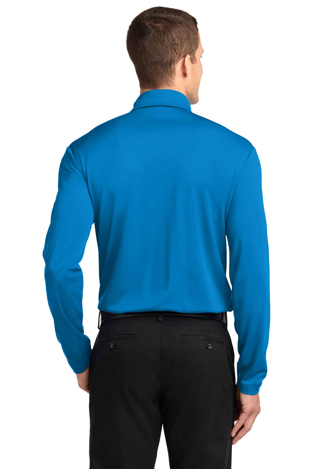 Port Authority K540LS Mens Silk Touch Performance Moisture Wicking Long Sleeve Polo Shirt Brilliant Blue Back