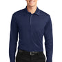 Port Authority Mens Silk Touch Performance Moisture Wicking Long Sleeve Polo Shirt - Navy Blue