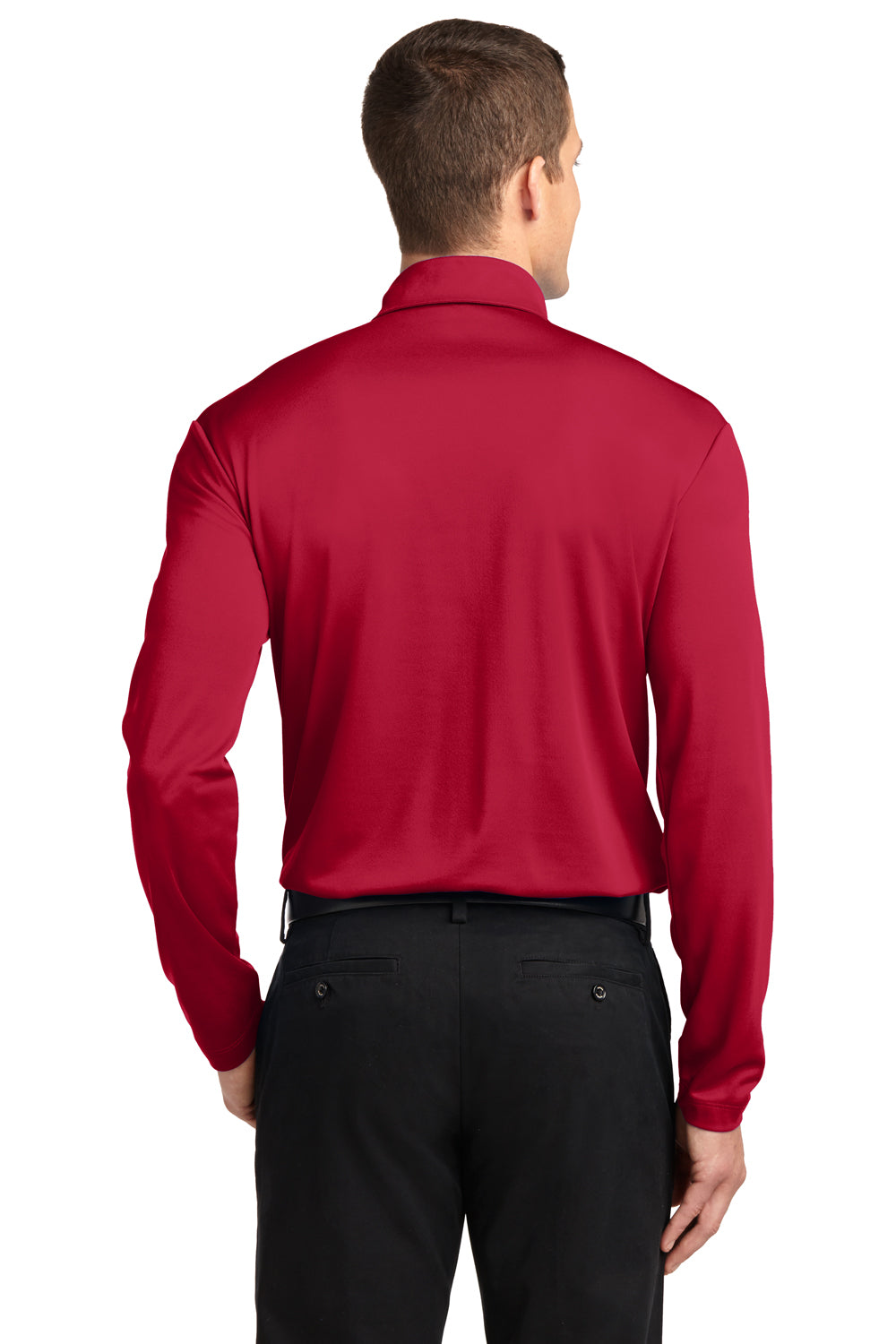 Port Authority K540LS Mens Silk Touch Performance Moisture Wicking Long Sleeve Polo Shirt Red Back