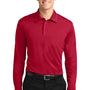 Port Authority Mens Silk Touch Performance Moisture Wicking Long Sleeve Polo Shirt - Red