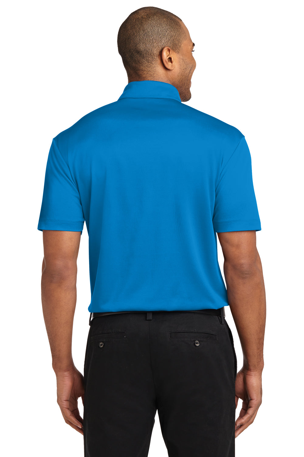 Port Authority K540P Mens Silk Touch Performance Moisture Wicking Short Sleeve Polo Shirt w/ Pocket Brilliant Blue Back