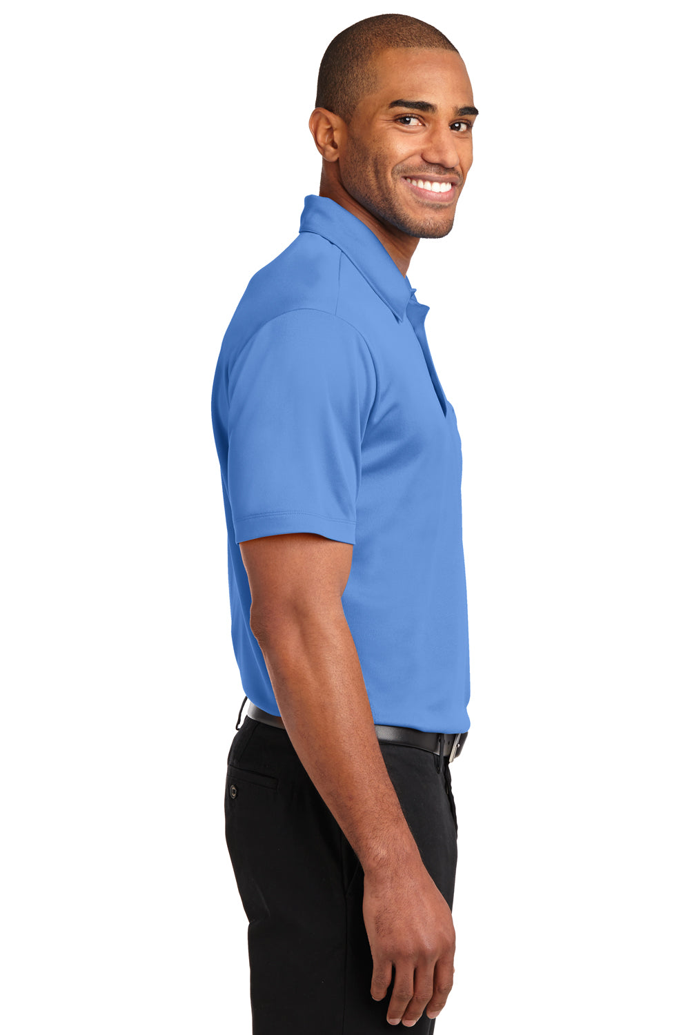 Port Authority K540P Mens Silk Touch Performance Moisture Wicking Short Sleeve Polo Shirt w/ Pocket Carolina Blue Side