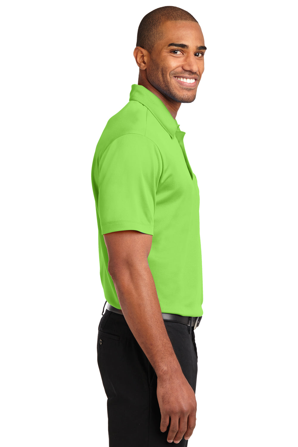 Port Authority K540P Mens Silk Touch Performance Moisture Wicking Short Sleeve Polo Shirt w/ Pocket Lime Green Side