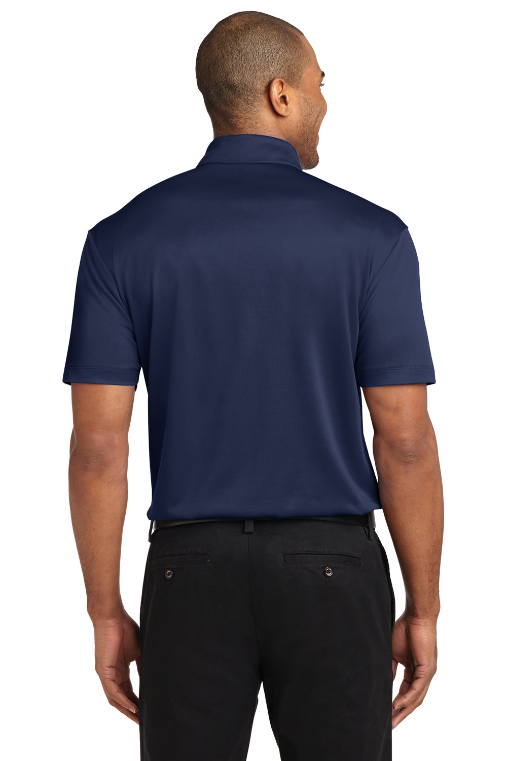 Port Authority K540P Mens Silk Touch Performance Moisture Wicking Short Sleeve Polo Shirt w/ Pocket Navy Blue Back