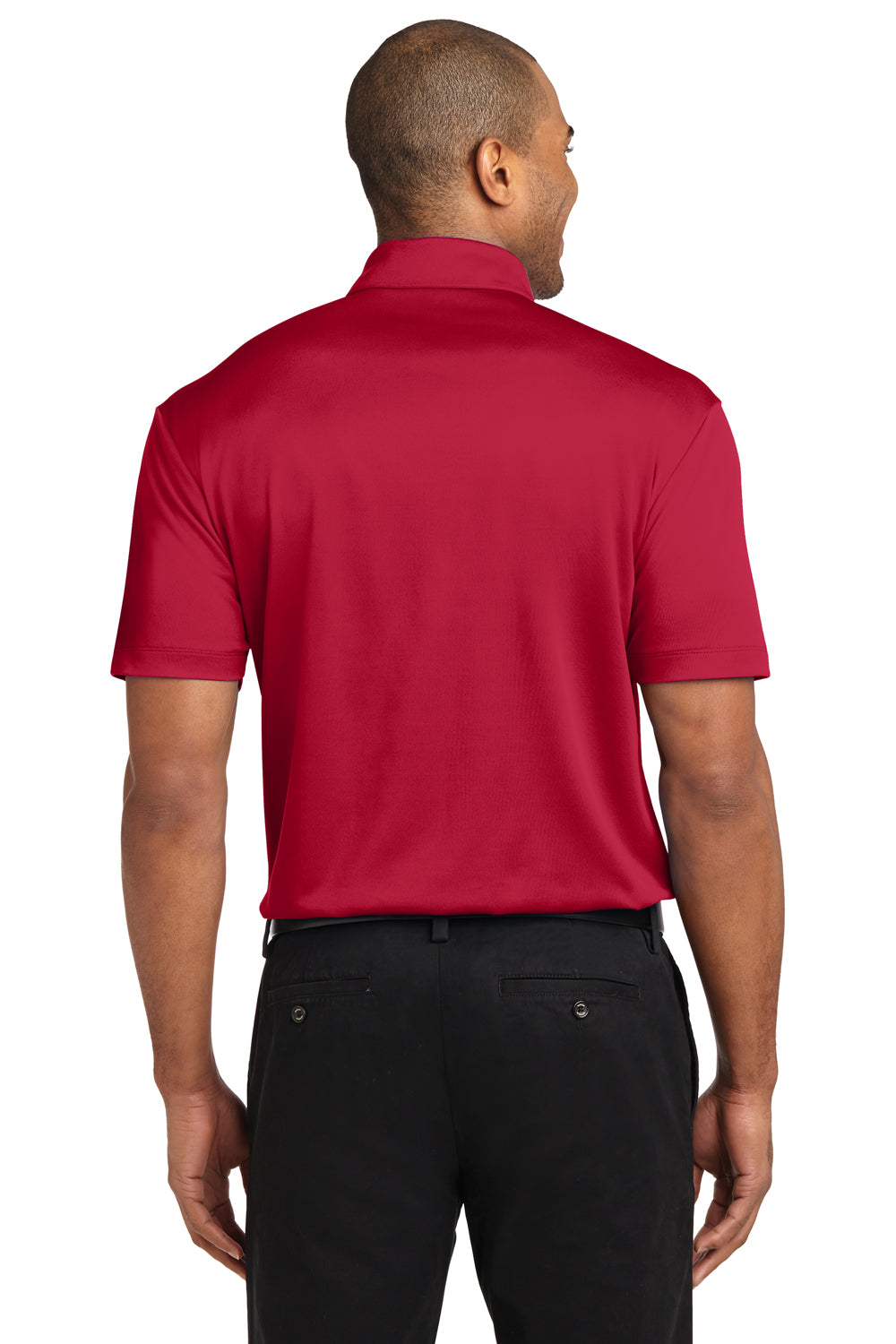Port Authority K540P Mens Silk Touch Performance Moisture Wicking Short Sleeve Polo Shirt w/ Pocket Red Back