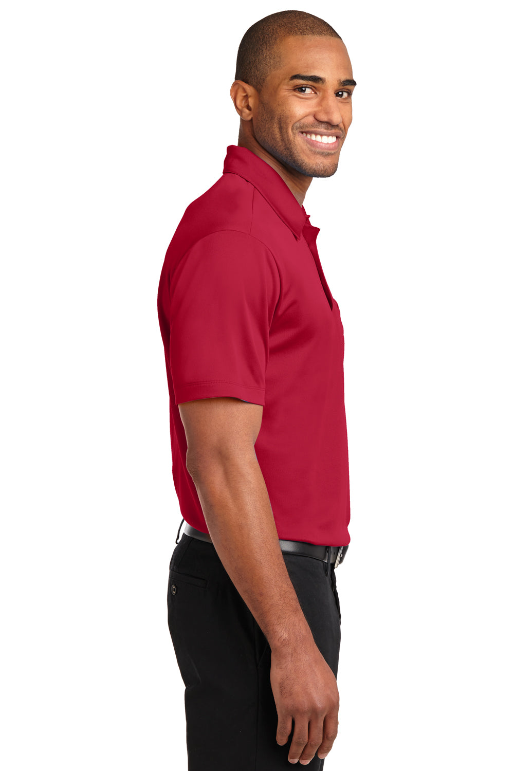 Port Authority K540P Mens Silk Touch Performance Moisture Wicking Short Sleeve Polo Shirt w/ Pocket Red Side