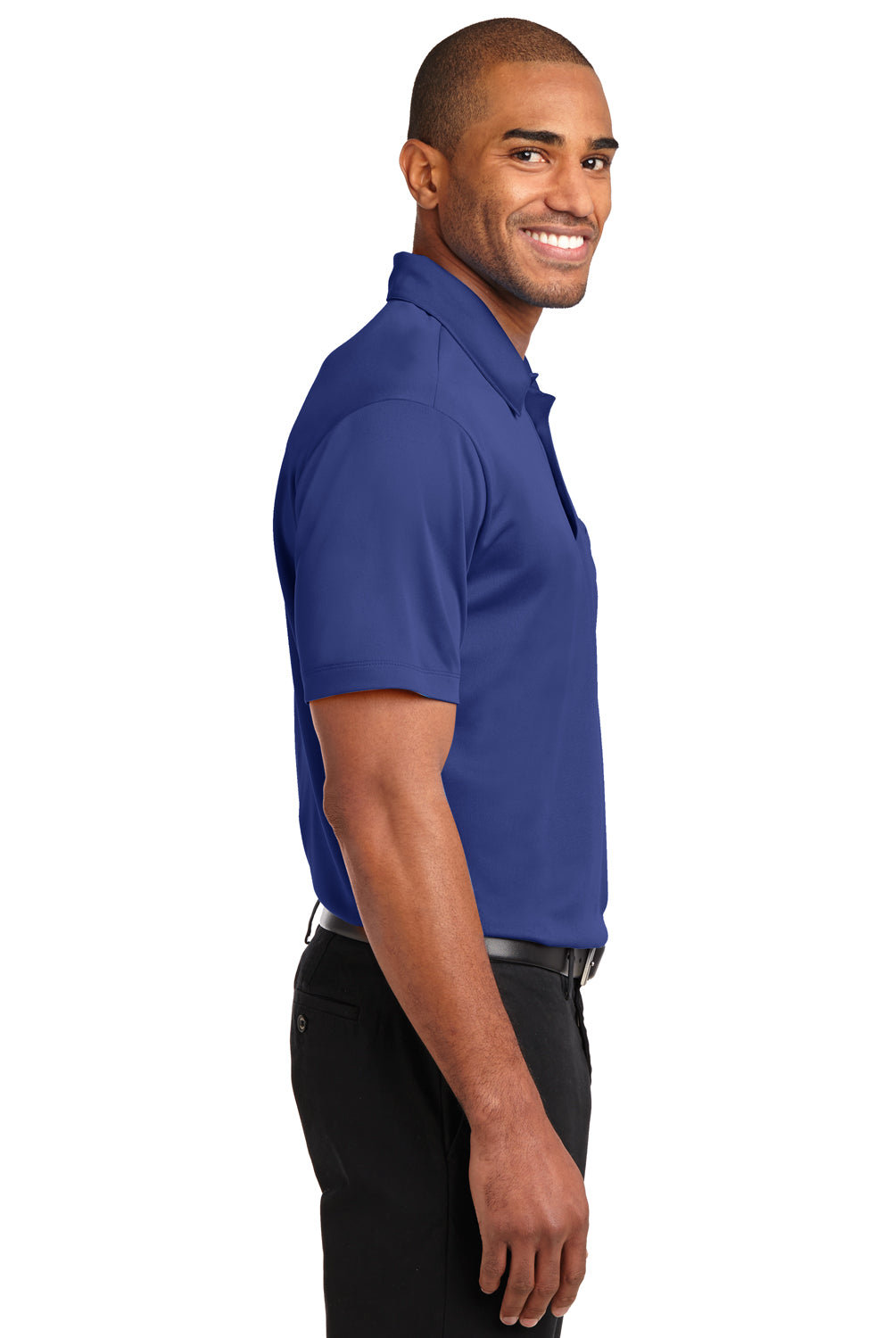 Port Authority K540P Mens Silk Touch Performance Moisture Wicking Short Sleeve Polo Shirt w/ Pocket Royal Blue Side