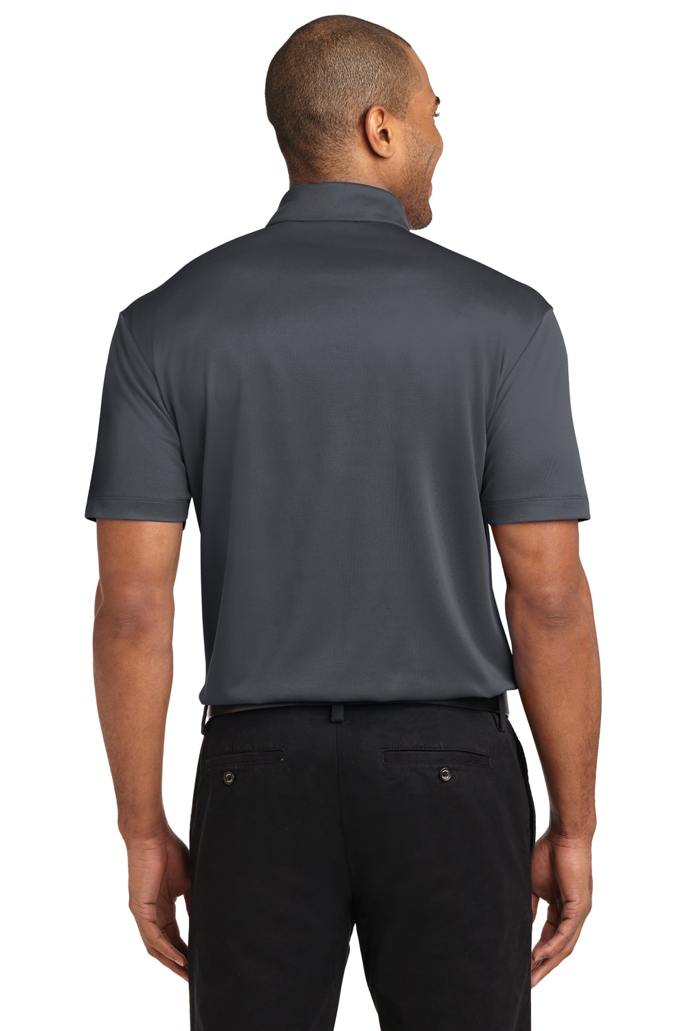 Port Authority K540P Mens Silk Touch Performance Moisture Wicking Short Sleeve Polo Shirt w/ Pocket Steel Grey Back