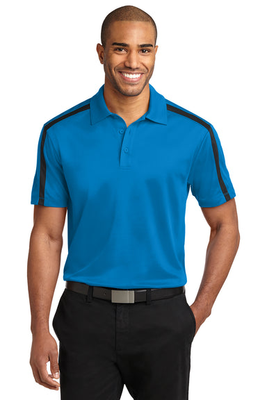 Port Authority K547 Mens Silk Touch Performance Moisture Wicking Short Sleeve Polo Shirt Brilliant Blue/Black Front