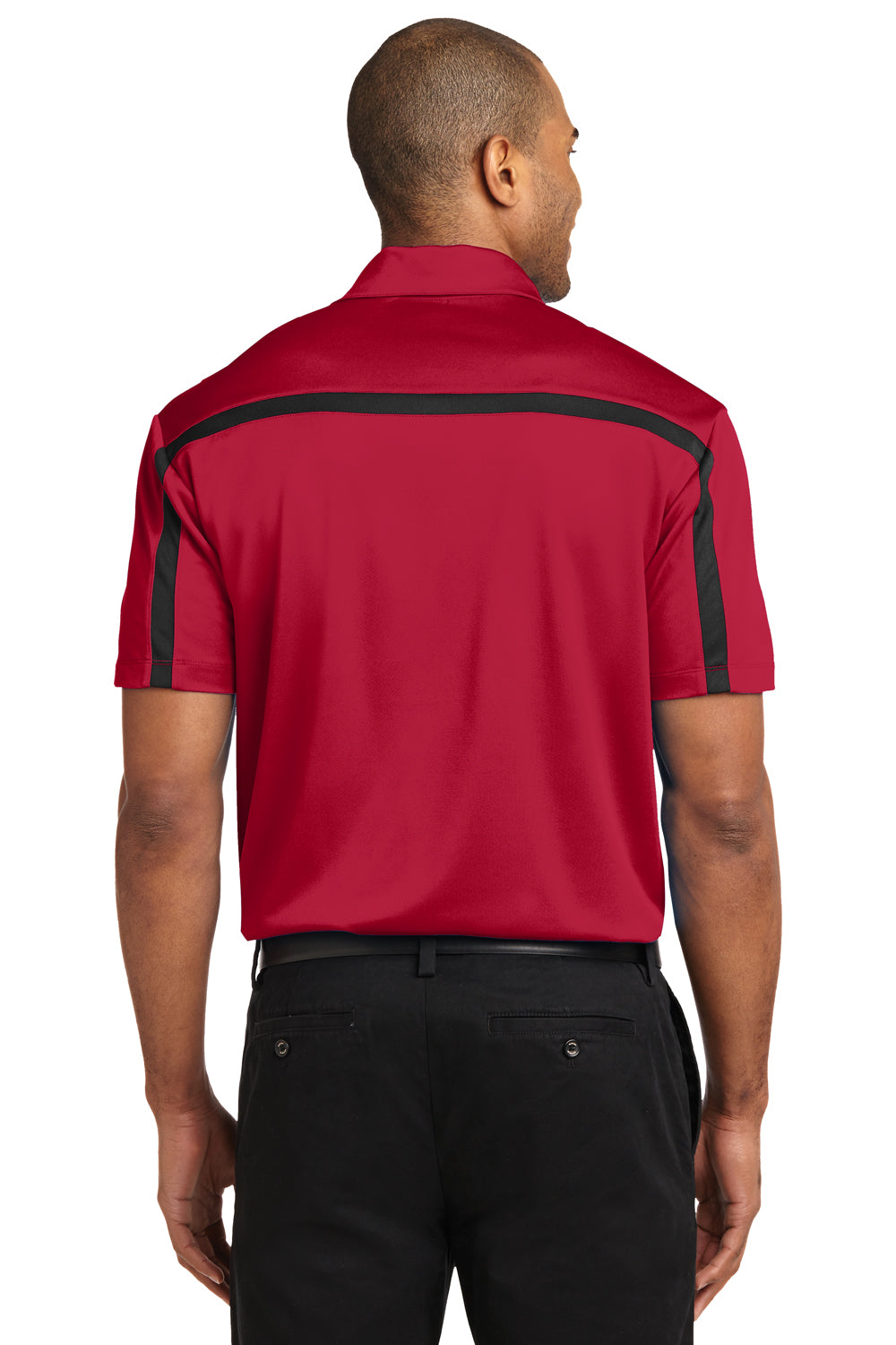 Port Authority K547 Mens Silk Touch Performance Moisture Wicking Short Sleeve Polo Shirt Red/Black Back
