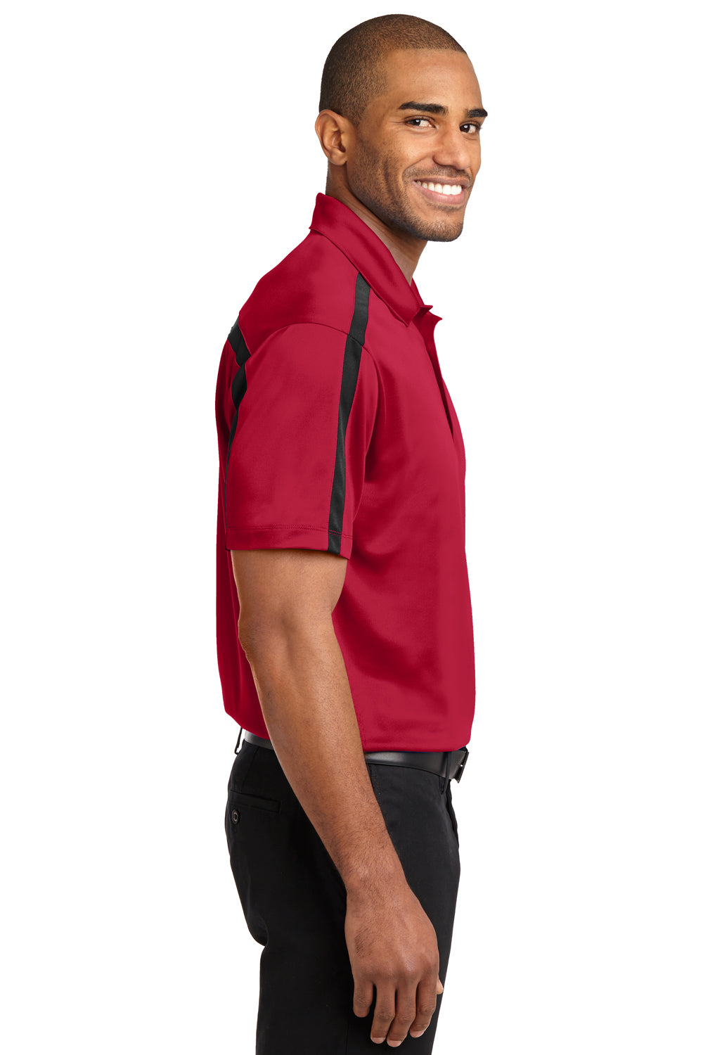 Port Authority K547 Mens Silk Touch Performance Moisture Wicking Short Sleeve Polo Shirt Red/Black Side